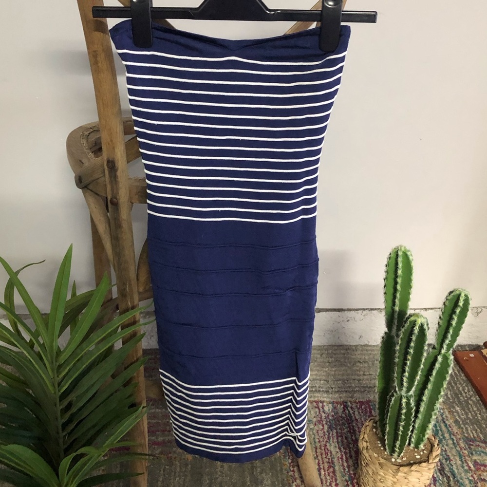 Bebe Blue and White Striped mini Dress Size XS